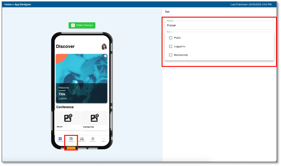 Header, Tab Bar and Tab Properties MobileUp Software